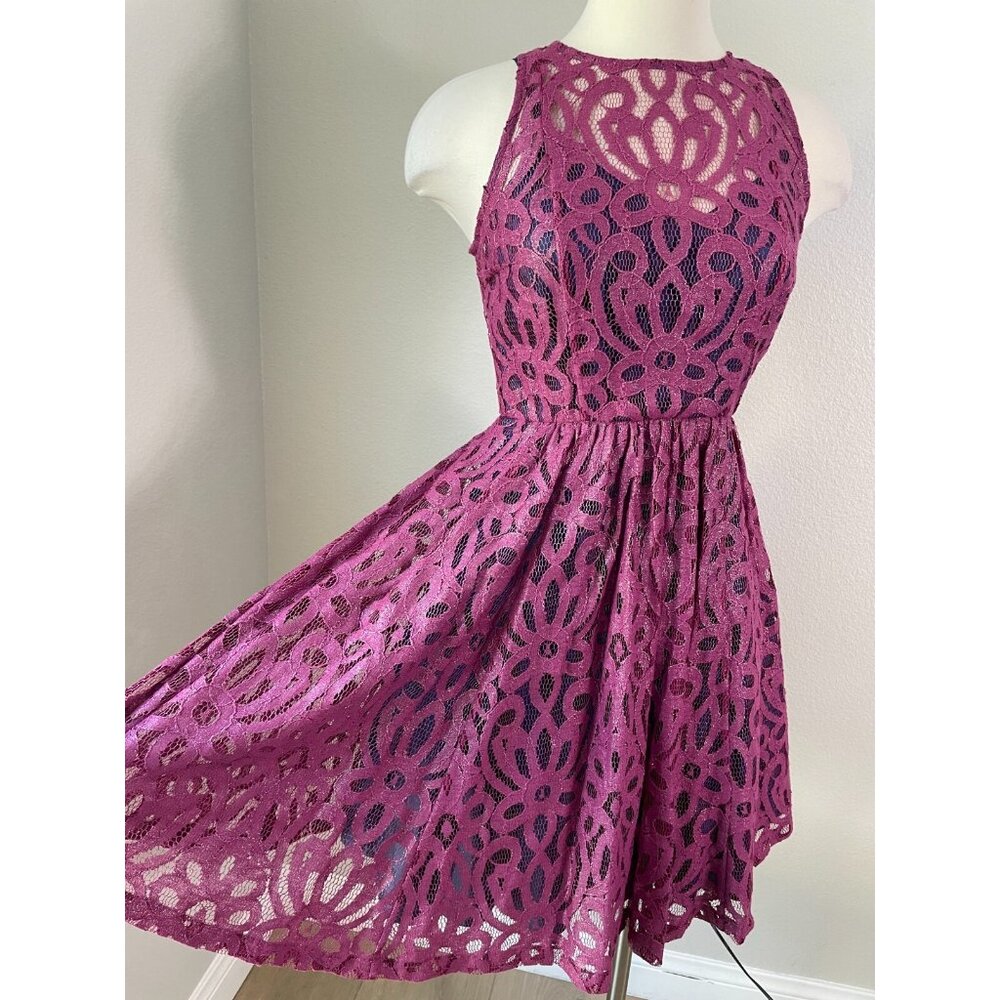 NEW Anthropologie Frock Tracey Reese Womens 2 Metallic Lace Fit Flare Dress - Picture 4 of 11